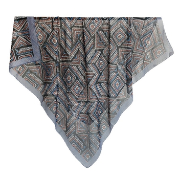 Otisnuti četvrtasti šal za žene, retro geometrijski uzorak od lažne svile i pamuka, višenamjenski šal za glavu, zaštita od sunca, poliester, 105×105 cm