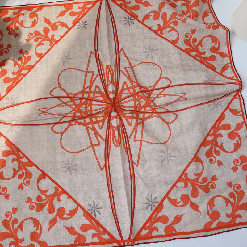 Női japán stílusú pamut kis négyzetes kendő, 55×55 cm, könnyű és lélegző