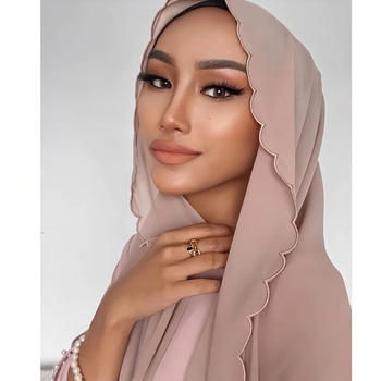 Gyöngyös hímzésű chiffon sál fejkendő Malay, afrikai és Hui stílusban, 180×70 cm