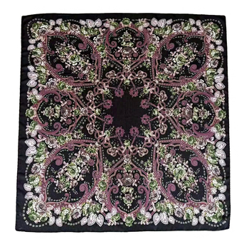 Ženski kvadratni šal 110x110 cm s floristickim uzorkom – poliester, za sve sezone
