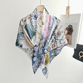 Šal kvadratnog oblika od imitacije svile i pamuka s osvježavajućim printom, 110×110 cm, Malay stil marama za glavu, lagani šal za zaštitu od sunca za žene