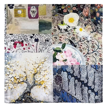 Šal kvadratnog oblika od imitacije svile i pamuka s osvježavajućim printom, 110×110 cm, Malay stil marama za glavu, lagani šal za zaštitu od sunca za žene