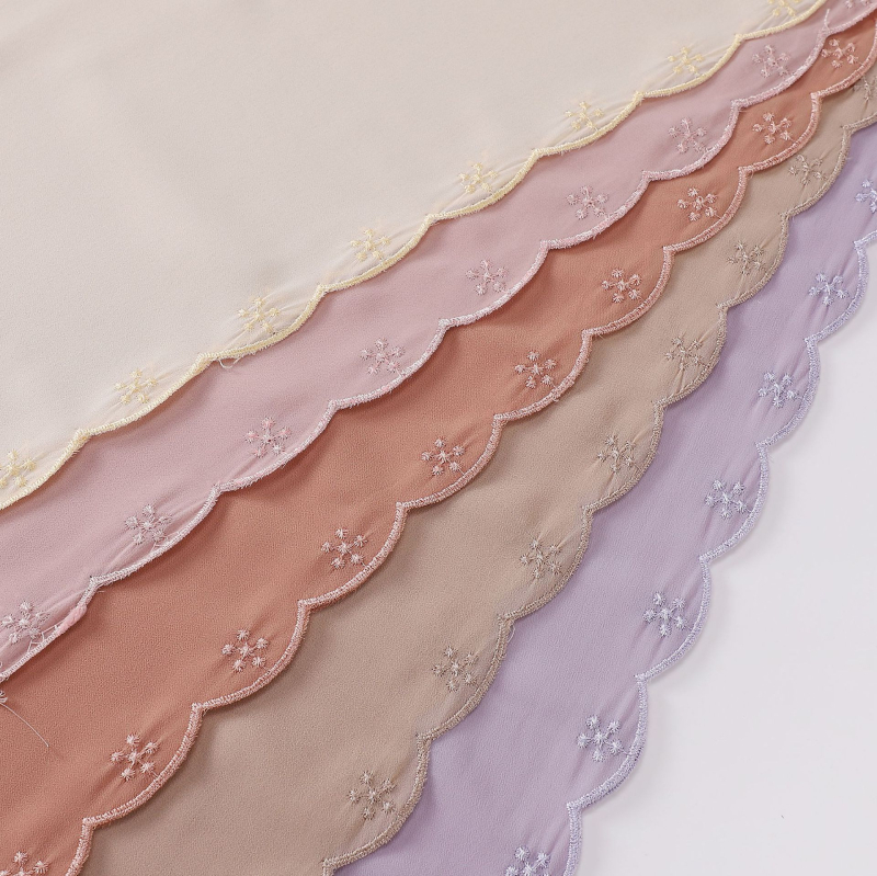 Női gyöngyhímzéses chiffon sál, maláj fejkendő, etnikai kisebbségi kendő