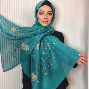 Novi šifon šal s izvezenim ukrasom od kristala, wrap šal za žene, 70×175 cm