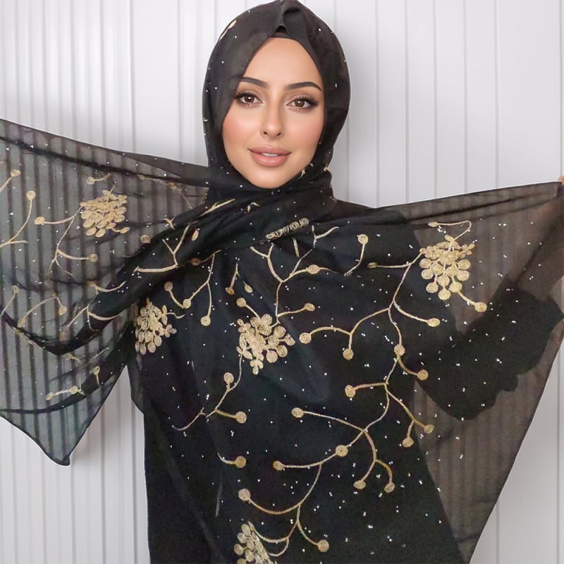 Novi šifon šal s izvezenim ukrasom od kristala, wrap šal za žene, 70×175 cm