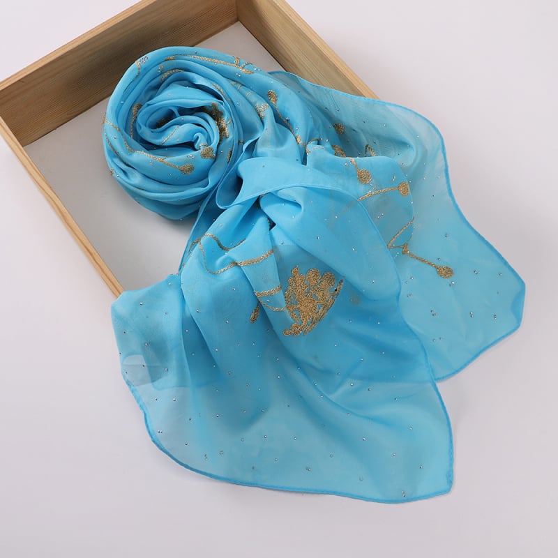 Novi šifon šal s izvezenim ukrasom od kristala, wrap šal za žene, 70×175 cm