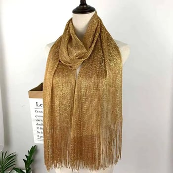 Sjajan prozračni šal od svile, boemski stil, 170 × 60 cm, za sve sezone.