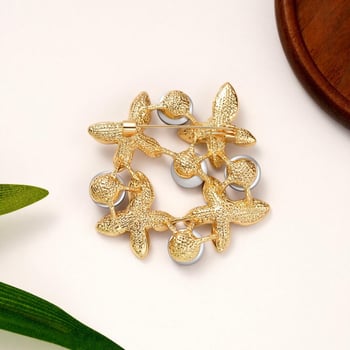 Broš od legure s rhinestones u obliku leptira i cvijeta, zlatni ton, dodatak za ženski sako