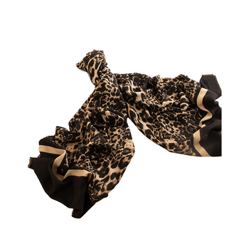 Női leopard mintás műkasmír sál, meleg téli kiegészítő, 65×190 cm, poliészter jacquard