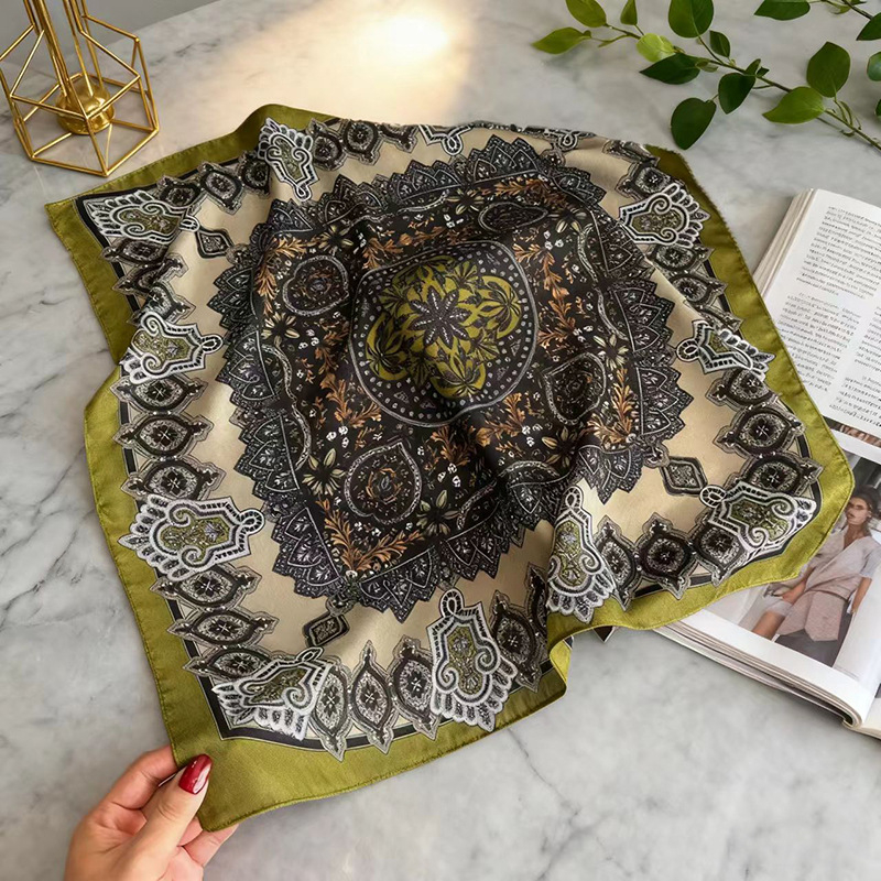Ženski šal za jesen i zimu – premium kvadratni šal s herringbone uzorkom, retro stil, korejski stil marama za glavu, šal, topao poliester, 65×65 cm