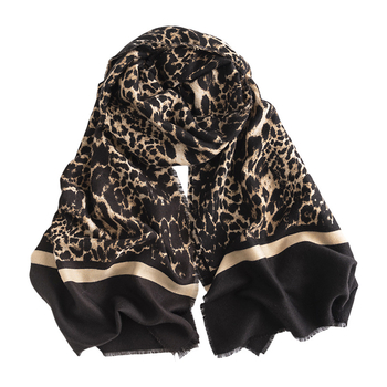 Mű kasmírsál leopard mintával, őszi-téli szezonra, meleg, hosszú sál, elegáns, kiváló minőségű