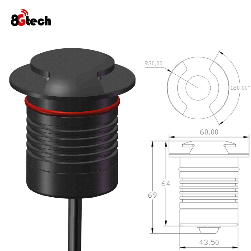 LED Turtleback лампа за стъпала, вградена за външни пътеки, IP67 водоустойчива, странично излъчване, 2700K, 300 lm