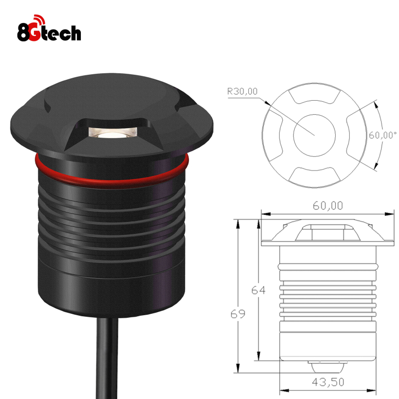 LED Turtleback лампа за стъпала, вградена за външни пътеки, IP67 водоустойчива, странично излъчване, 2700K, 300 lm