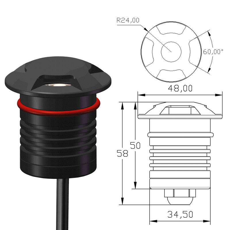 LED Turtleback лампа за стъпала, вградена за външни пътеки, IP67 водоустойчива, странично излъчване, 2700K, 300 lm