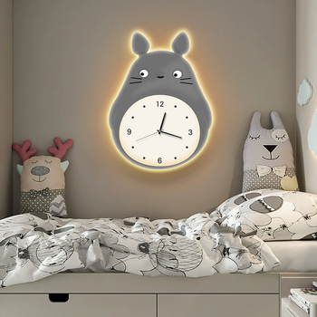 Totoro стенен часовник за хол със стенна лампа — модерен декоративен часовник, висок клас