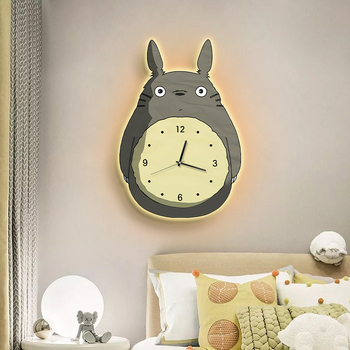 Totoro стенен часовник за хол със стенна лампа — модерен декоративен часовник, висок клас