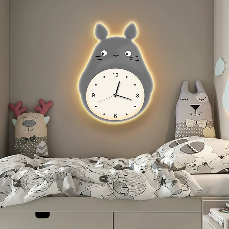 Totoro стенен часовник за хол със стенна лампа — модерен декоративен часовник, висок клас