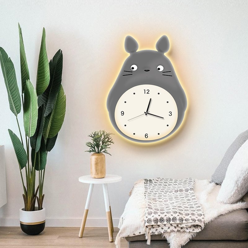 Totoro стенен часовник за хол със стенна лампа — модерен декоративен часовник, висок клас