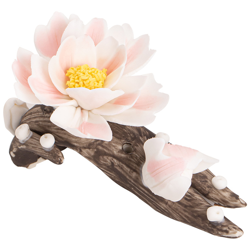 Peony κεραμικός ινσένς καυστήρας και holder, χειροποίητος, εξαρτήματα ζεν τελετής τσαγιού, επιτραπέζιο διακοσμητικό, δημιουργική αρωματοθεραπεία