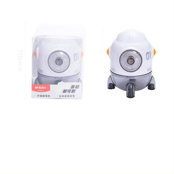 Ostrič ceruziek v tvare rakety, ručne ovládaný, karikatúrny dizajn, na skice