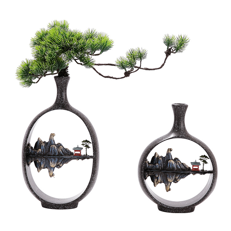 Βάζο Welcoming Pine σε νέο κινεζικό στυλ, Zen διακόσμηση για σαλόνι, χολ, έπιπλο τηλεόρασης, ραφιέρα επίδειξης, γραφείο και αίθουσα τσαγιού