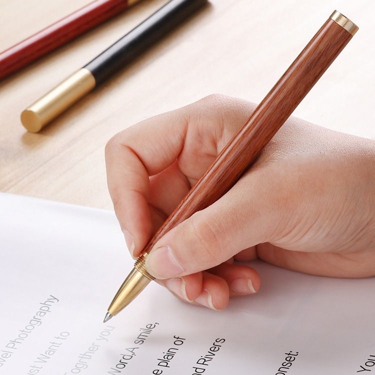 Turn the Author Στυλό Υπογραφής από ορείχαλκο και σανδαλόδεντρο, ξύλινο όργανο γραφής, 0,5 mm