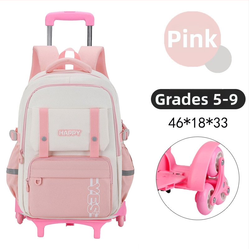 Batožinový batoh na kolieskach pre žiakov základnej školy, multifunkčná školská taška na kolieskach s výsuvnou rúčkou, priedušný, vodeodolný, ochrana chrbtice, jednofarebná