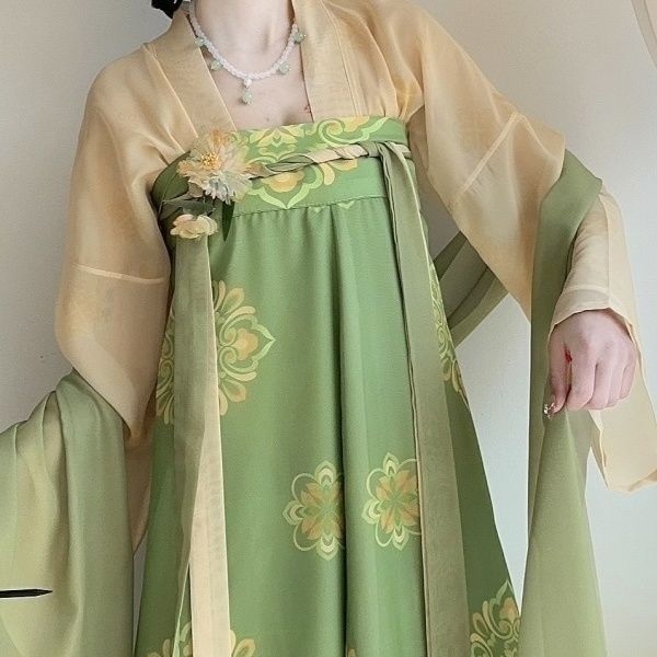 Ženski hanfu, Proljetno zora – Stil Tang dinastije, Cjeloviti komplet od jedne komade, restauriran za proljeće, ljeto i jesen