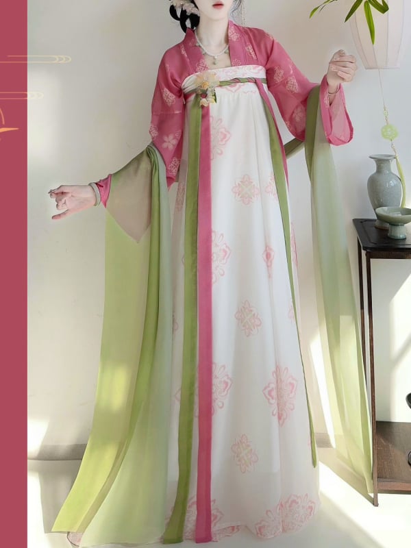 Ženski hanfu, Proljetno zora – Stil Tang dinastije, Cjeloviti komplet od jedne komade, restauriran za proljeće, ljeto i jesen