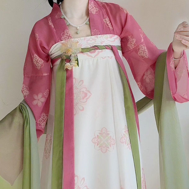 Ženski hanfu, Proljetno zora – Stil Tang dinastije, Cjeloviti komplet od jedne komade, restauriran za proljeće, ljeto i jesen