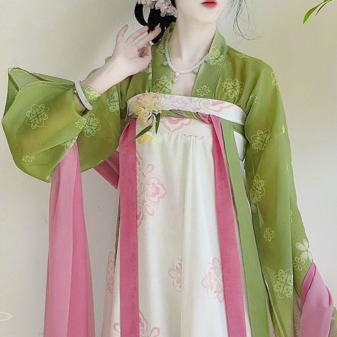 Ženski hanfu, Proljetno zora – Stil Tang dinastije, Cjeloviti komplet od jedne komade, restauriran za proljeće, ljeto i jesen