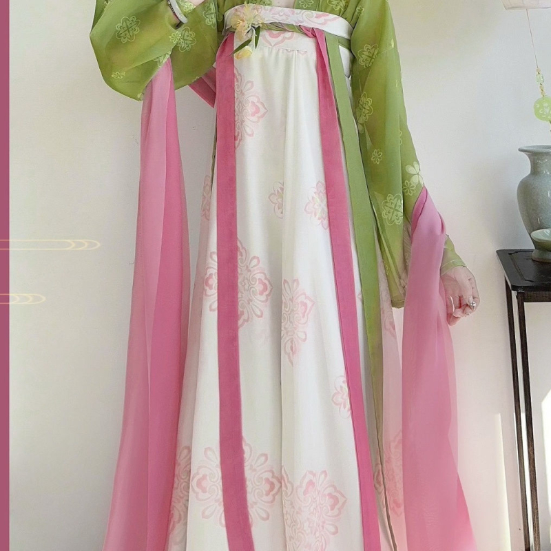 Ženski hanfu, Proljetno zora – Stil Tang dinastije, Cjeloviti komplet od jedne komade, restauriran za proljeće, ljeto i jesen