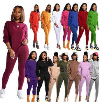 Női őszi-téli egyszínű, hosszú ujjú felső és nadrág szett