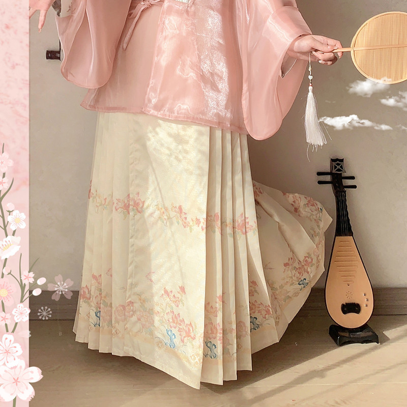 Han Yu Kui originalni hanfu za žene – dizajn Chun Yue Ming, križni ovratnik i suknja s konjskim licem, svakodnevni ljetni komplet, nadahnut dinastijom Ming, sinozapadni eklektički stil