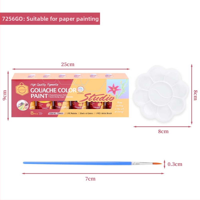 Set akrilnih boja za slikanje, 6 boja, 25 ml svaka, za akvarel, guaš, tekstil, staklo i keramiku, grafiti slikanje