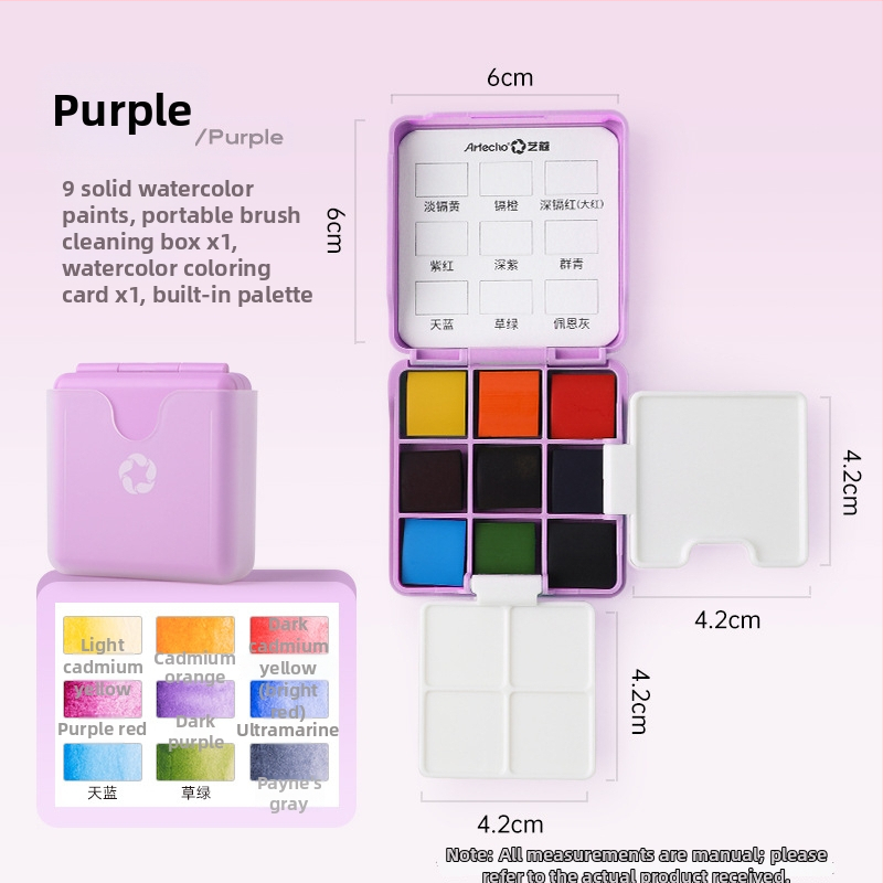 Yikou mini prijenosni set akvarela s paletom – 9 boja