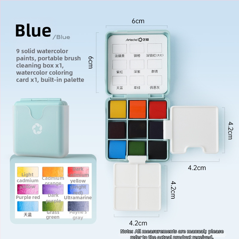 Yikou mini prijenosni set akvarela s paletom – 9 boja