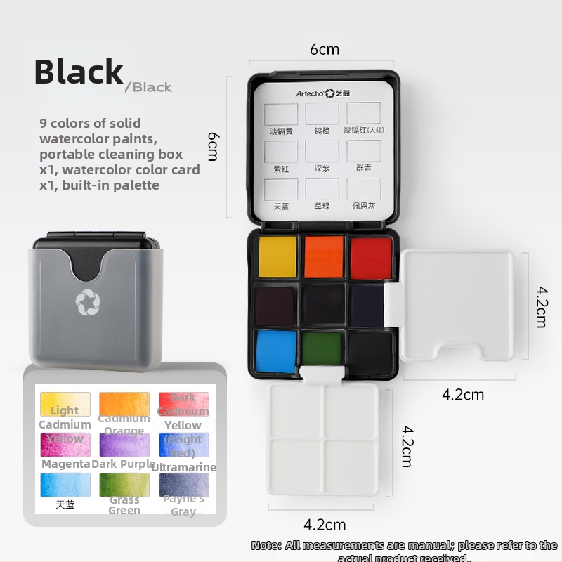 Yikou mini prijenosni set akvarela s paletom – 9 boja