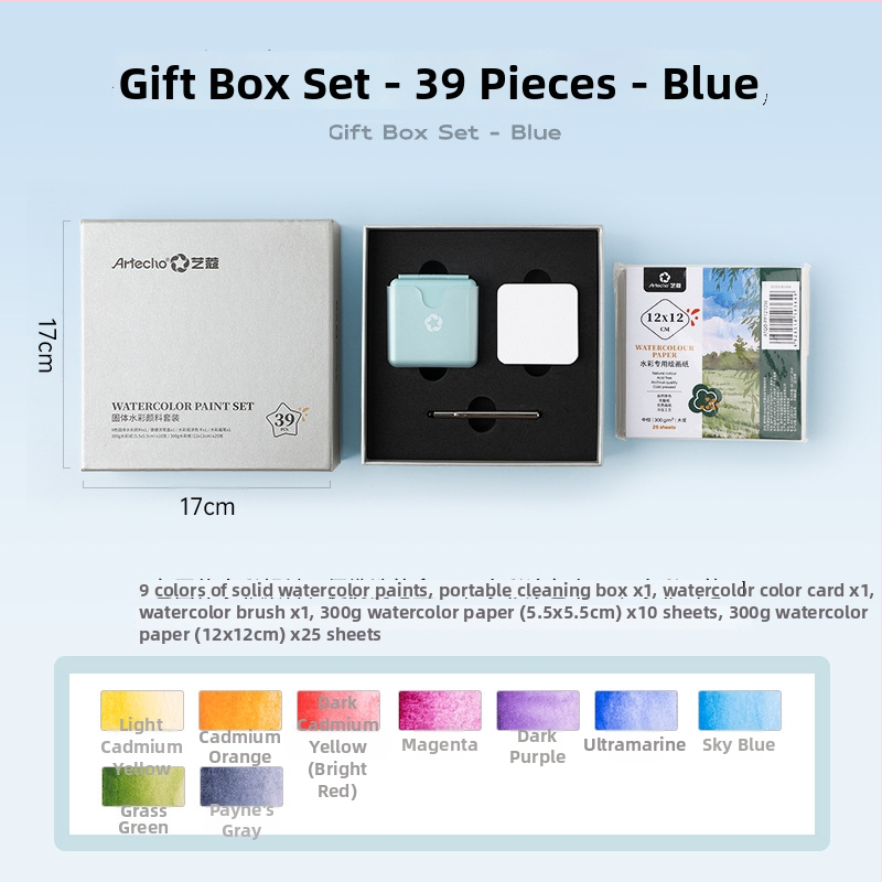 Yikou mini prijenosni set akvarela s paletom – 9 boja