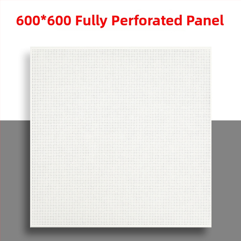 600x600 hliníkový panel stropu s perforáciou a mikrootvormi, pre integrované stropy, kancelárie, školy a továreň