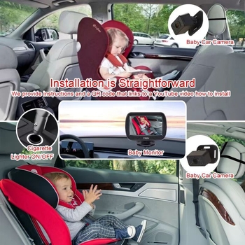 7-inčni automobilni monitor za bebe s dvostrukom kamerom 1080P i noćnim vidom