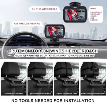 7-inčni automobilni monitor za bebe s dvostrukom kamerom 1080P i noćnim vidom