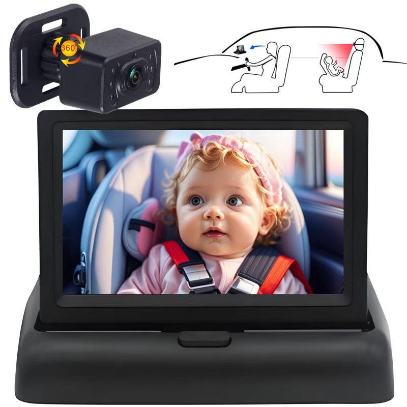 7-inčni automobilni monitor za bebe s dvostrukom kamerom 1080P i noćnim vidom