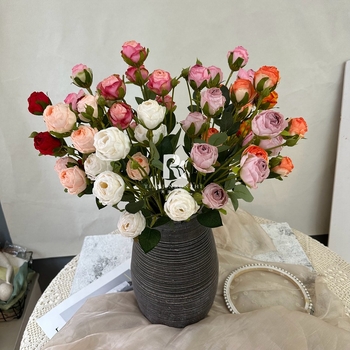 Bubble Roses – umjetne ruže od svile s spaljenim rubovima, vintage stil za dekoraciju dvorane za vjenčanje i kućnu dekoraciju
