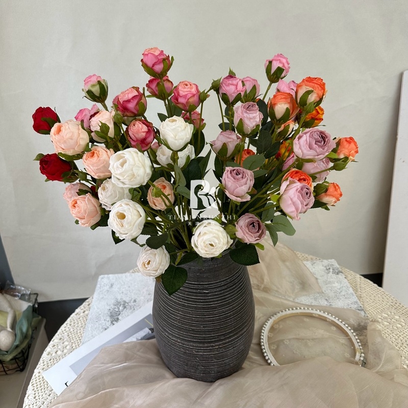 Bubble Roses – umjetne ruže od svile s spaljenim rubovima, vintage stil za dekoraciju dvorane za vjenčanje i kućnu dekoraciju