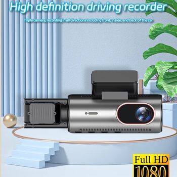Trojlenska automobilska dash cam 1080p s noćnim snimanjem, Wi‑Fi, 3,0-inčni LCD, 140° širok kut gledanja, ugradnja na prednje staklo
