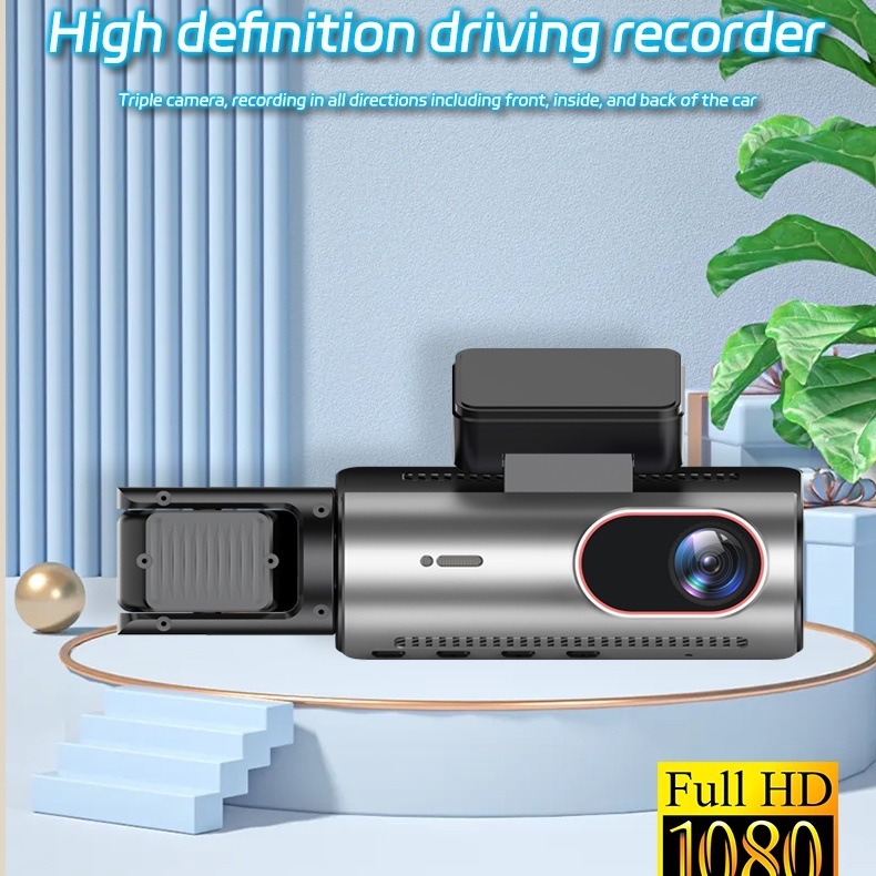 Trojlenska automobilska dash cam 1080p s noćnim snimanjem, Wi‑Fi, 3,0-inčni LCD, 140° širok kut gledanja, ugradnja na prednje staklo