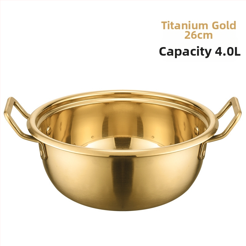 Zlatý hrniec na ramen s dvoma uchami, nerezová oceľ, na domáce použitie