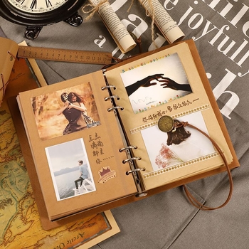 Retro DIY fotoalbum, ručno izrađeni scrapbook s lijepljenim stranama, mali kreativni memorijalni album, poklon za dečka za rođendan