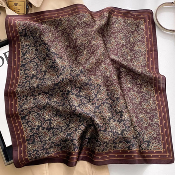 Vintage svileni šal s motivom kešu, mali kvadrat za proljeće i jesen, stil starog novca, 100% svila, za muškarce uz odijelo i džepni šal.